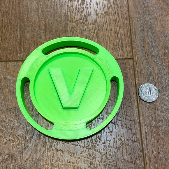 Neon lime green 3D printed V Buck Mega Coin - Picture 1 of 5